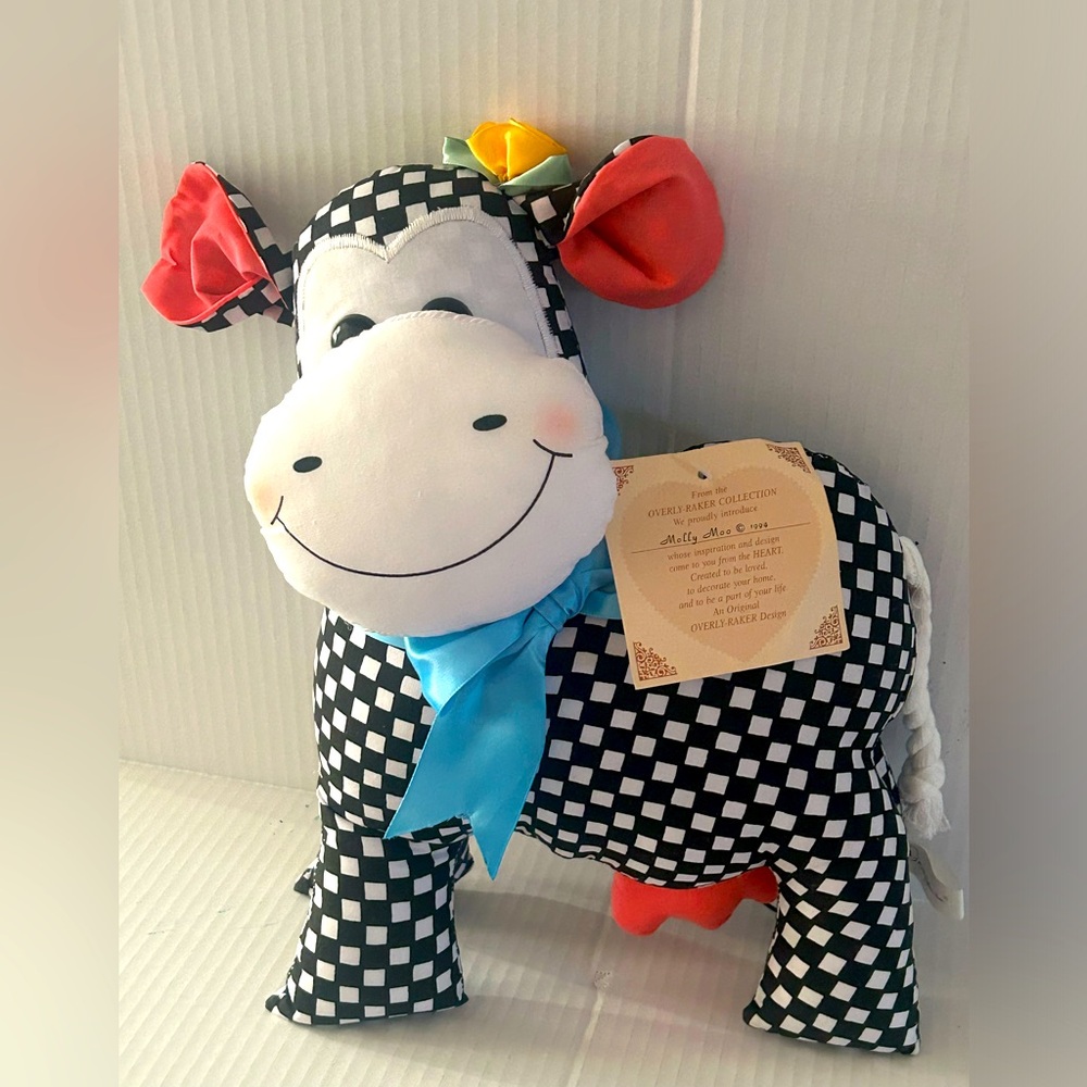 Overly Raker Molly Moo Stuffed Standing 1994 Cloth Black White Cow Collection